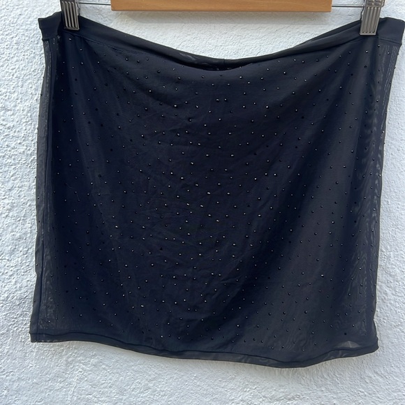 Skims Mesh Rhinestone Swim Cover Up Mini Skirt Onyx. Size L - Picture 11 of 14